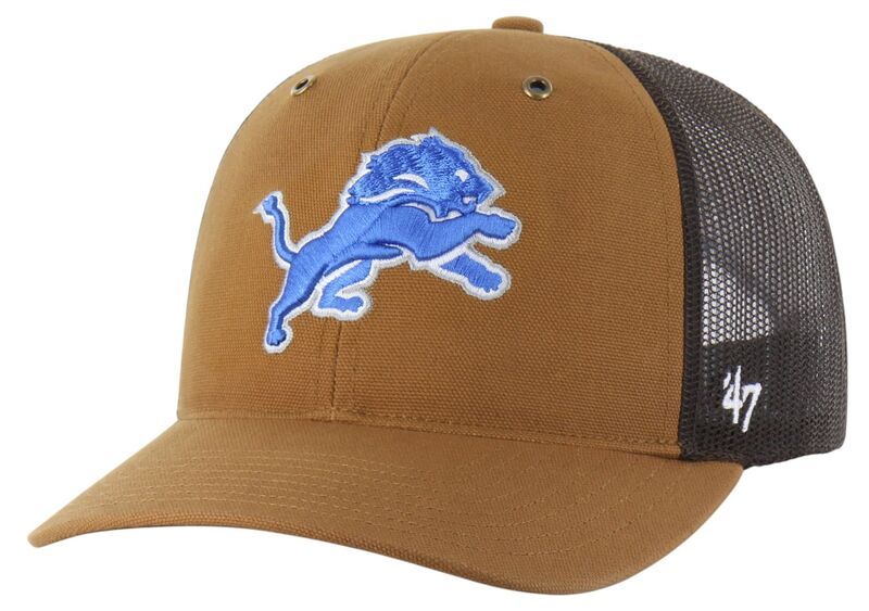 カーハート レディース アクセサリー 帽子 Carhartt x 47 Carhartt x 47 Adult Detroit Lions Brown Dyed Adjustable Trucker