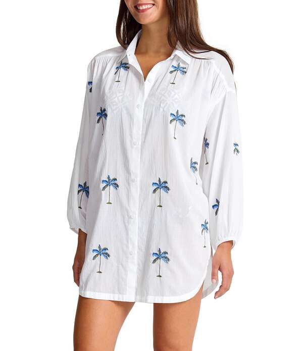 トッミーバハマ レディース トップス シャツ 刺繍 Tommy Bahama Catalina Embroide red Boyfriend Shirt Swim CoverUp White ホワイト 28,470円