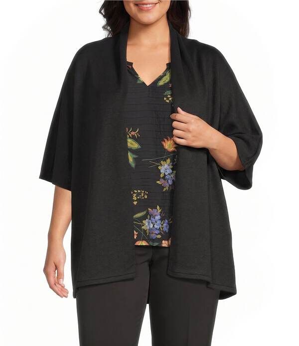 インベストメンツ レディース アウター ニット・セーター プラスサイズ カーディガン Investments Plusizelbow Sleeve Open Front Knit Cardigan B 19,965円
