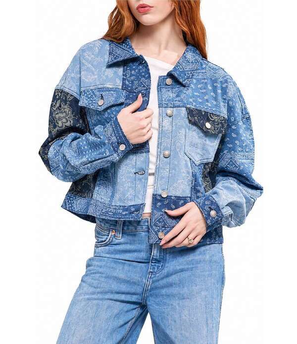 アザレア ワン レディース アウター ジャケット・ブルゾン デニム Azalea Wang Barbara Denim Point Collar Oversize Fit Bomber Jacket