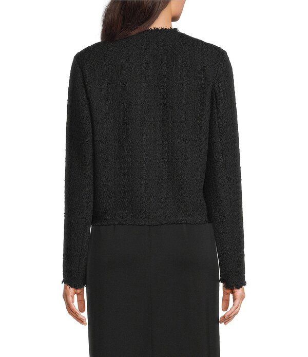 ダナキャラン レディース アウター ジャケット・ブルゾン ツイード Donna Karan Tweed Notch Collar Long Sleeve Open Front Jacket Black