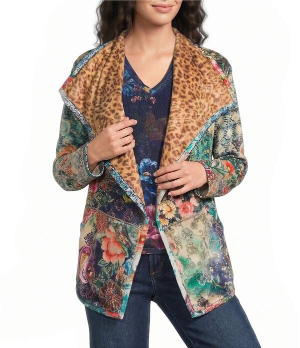 ジョニーワズ レディース アウター ジャケット・ブルゾン プリント ニット JOHNNY WAS Joan Reversible Print Cascading Collar Long Sleeve