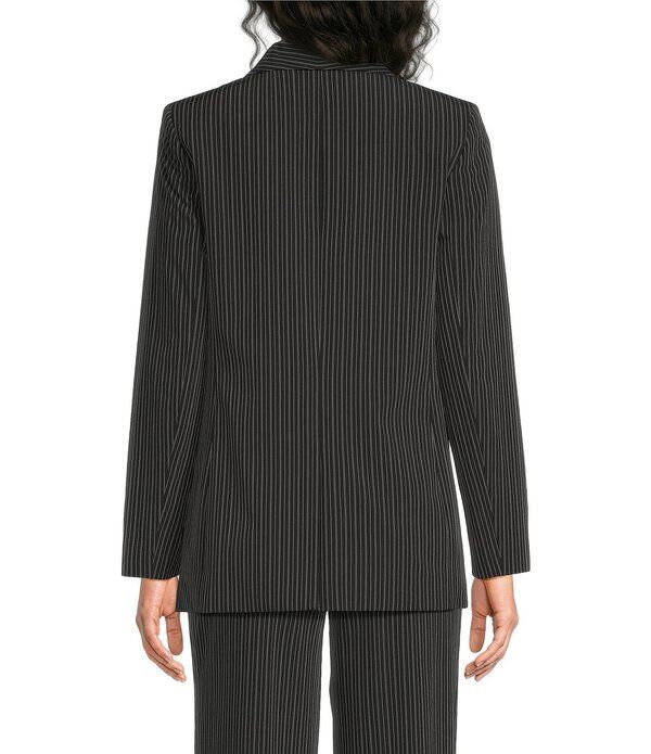 ダナキャラン レディース アウター ジャケット・ブルゾン ブレザー DKNY by Donna Karan Coordinating Pinstripe Commuter Blazer BlackIv