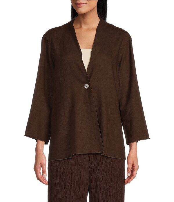 アリ マイルス レディース アウター ジャケット・ブルゾン Ali Miles Woven Band Neck 34 Sleeve Single Button Coordinating Jacket