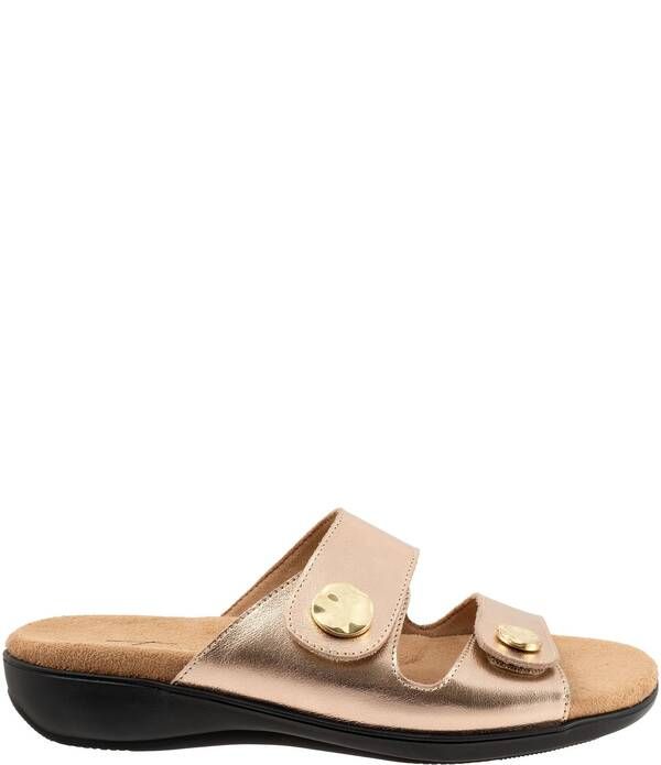トロッターズ レディース シューズ サンダル トール レザー Trotters Ruthie Metallic Leather Slide Sandals Black ブラック