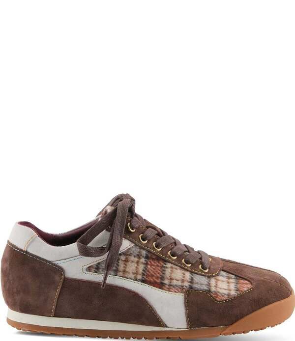 ラリティステ レディース シューズ スニーカー スエード レース レザー LARTISTE Carpediem Suede Leather Plaid Lace Up Sneakers Blue Mu