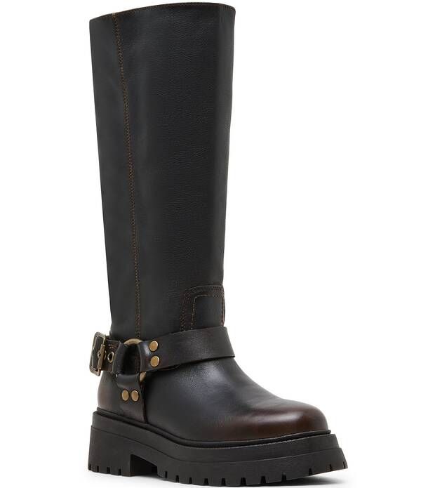 スティーブ マデン レディース シューズ ブーツ・レインブーツ トール レザー Steve Madden Everest Leather Tall Moto Engineer Boots Brown