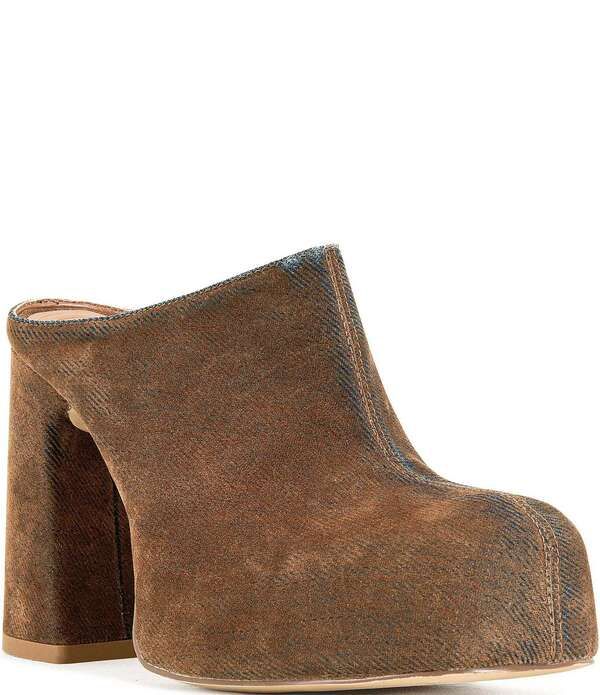 アザレア ワン レディース シューズ サンダル プラットフォーム デニム ヒール Azalea Wang Florea Denim Block Heel Platformules Brown ブラウン