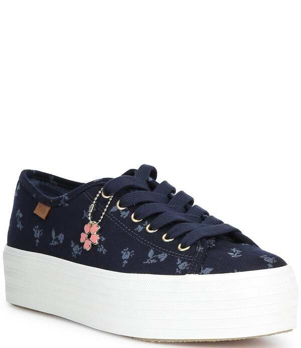 ケッズ レディース ボトムス カジュアルパンツ フラワー柄 プラットフォーム スニーカー フラワー Keds Triple Up Chambray Floral Platform Sneakers B