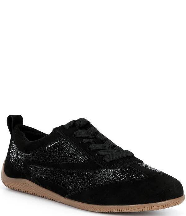 ジャンビニ レディース シューズ スニーカー スエード Gianni Bini Cade Suede and Rhinestone Retro Sneakers Black ブラック