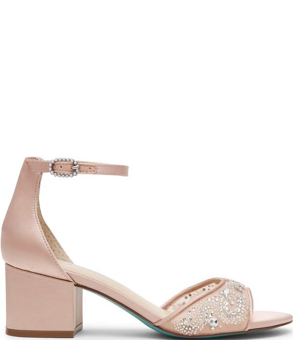 ベッツィジョンソン レディース シューズ サンダル メッシュ アンクル Blue by Betsey Johnson Eliat Rhinestonembellished Mesh Ankle Str