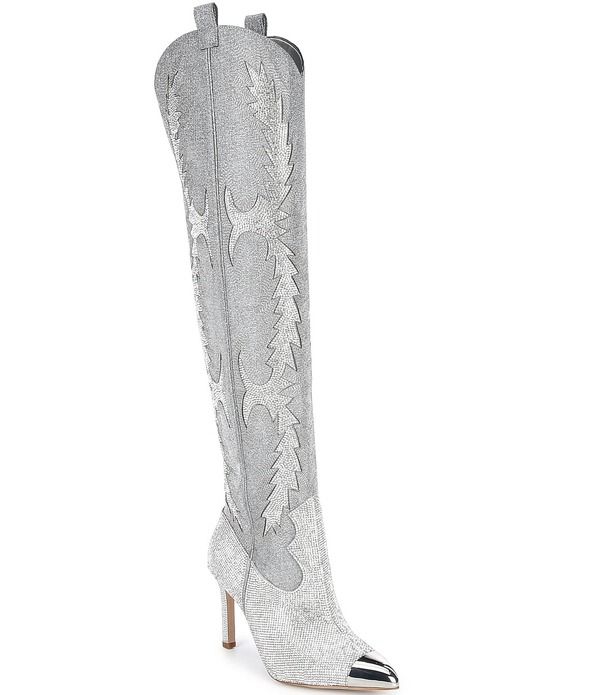 ジャンビニ レディース シューズ ブーツ・レインブーツ Gianni Bini KatyannaTwovertheKnee Rhinestonembellished Western Dress Boo