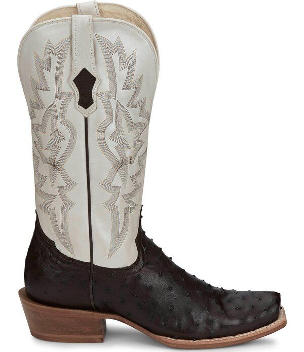 トニーラマ メンズ シューズ ブーツ・レインブーツ レザー Tony Lama Mens Rylen II Leather Full Quill Ostrich Western Boots Black
