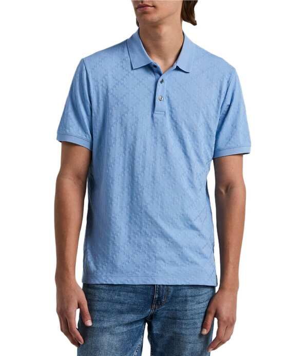 ペリーエリス メンズ トップス シャツ トール Perry Ellis Big Tall Jacquard Geo Textu red Short Sleeve Polo Shirt Kentucky