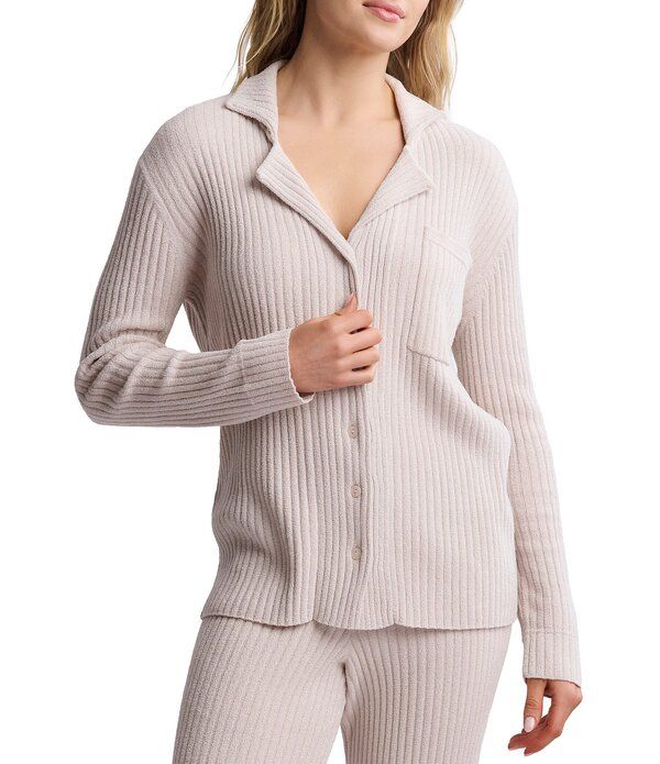 ベアフットドリームス レディース トップス シャツ リブニット Barefoot Dreams CozyChic Ultra LiteR Lurex Rib Knit ButtonFront Coor