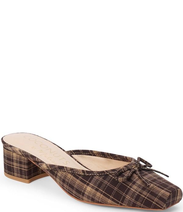 マチス レディース シューズ サンダル レザー Matisse Geneva Fabric Slip On Leather Bow Mules Brown Plaid ブラウン