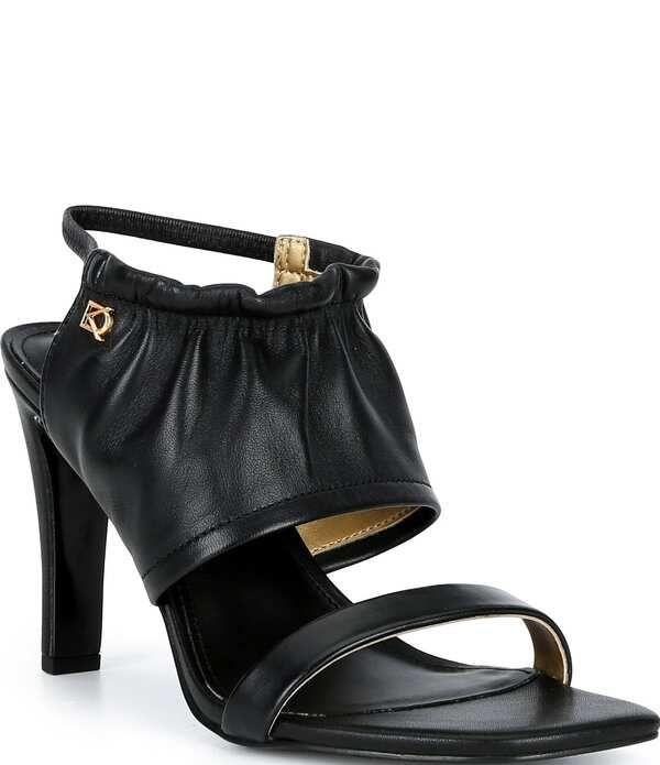 ダナキャラン レディース シューズ ヒール サンダル アンクル レザー Donna Karan Becca Leather Banded Ankle Strap Dressandals Black ブ