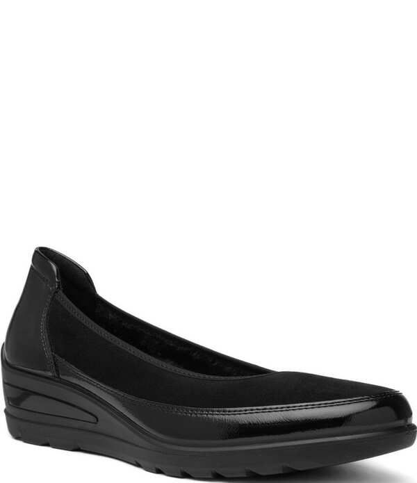 アラ レディース シューズ パンプスエード レザー ara Zinnia Crunch Patent Leather Suede Wedge Pumps Black ブラック