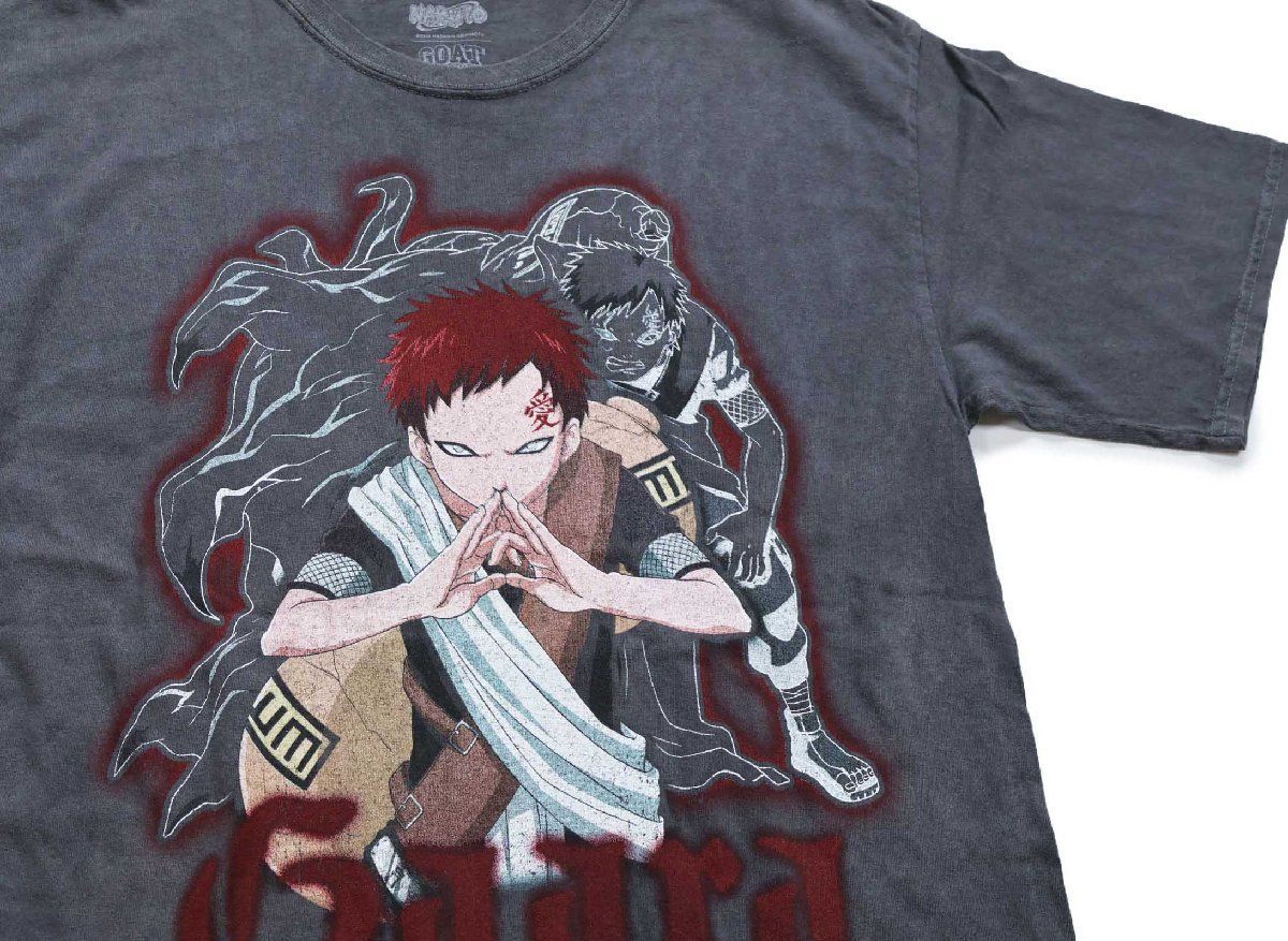 GOAT CREW NARUTO ナルト Gaara 我愛羅 両面プリント コットンTシャツ チャコールグレー L★アニメ ガアラ モンスター 漢字