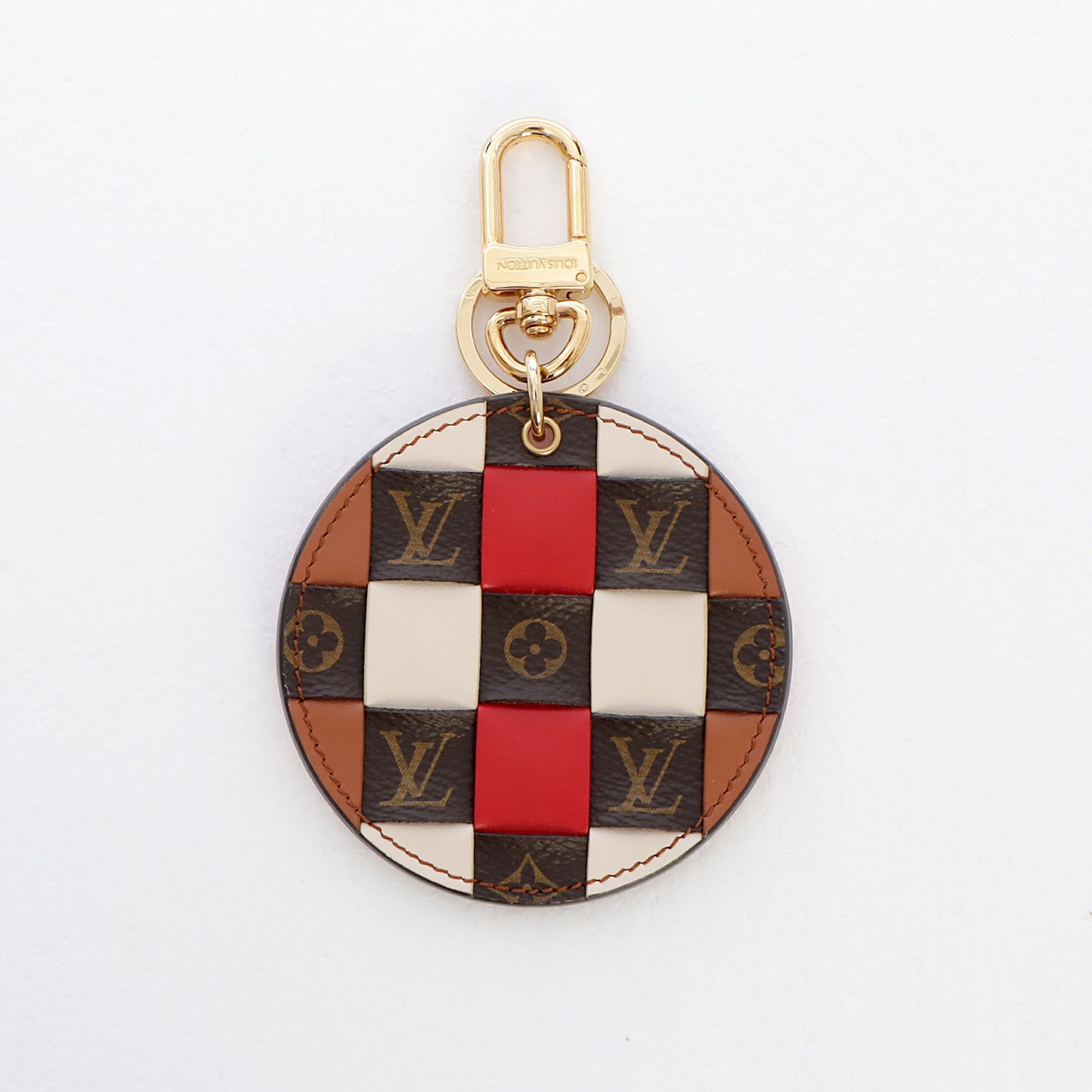 LOUIS VUITTON ルイ・ヴィトン ポルトクレ モノグラム チェック キーリング　※Y.O イニシャル刻印有