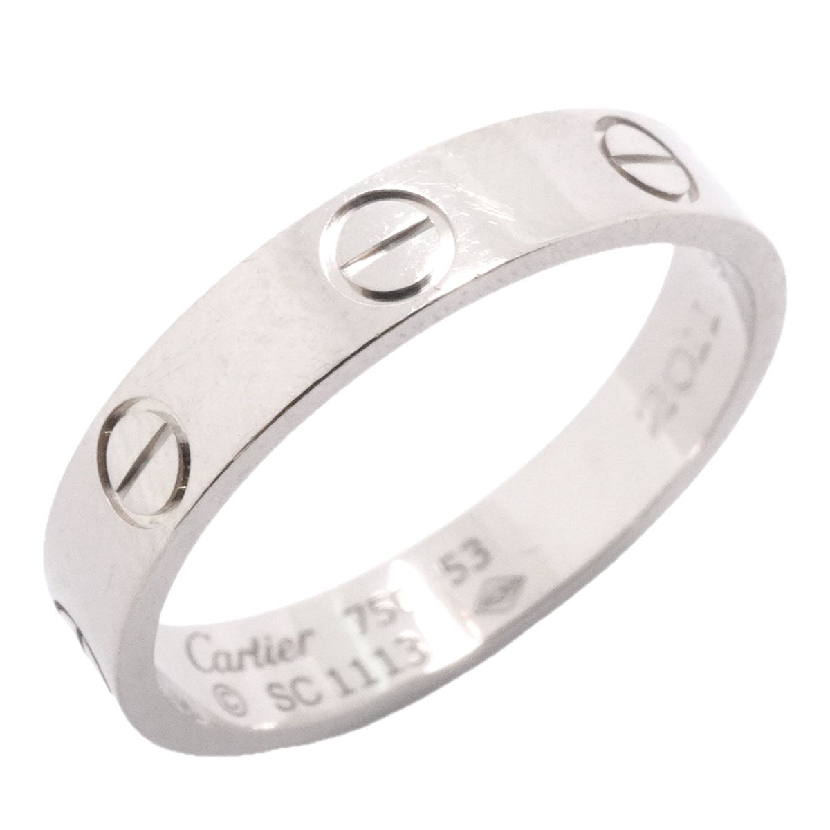 【6jgb0721】カルティエ リング ミニラブ K18WG ホワイトゴールド ＃53【中古】レディース
