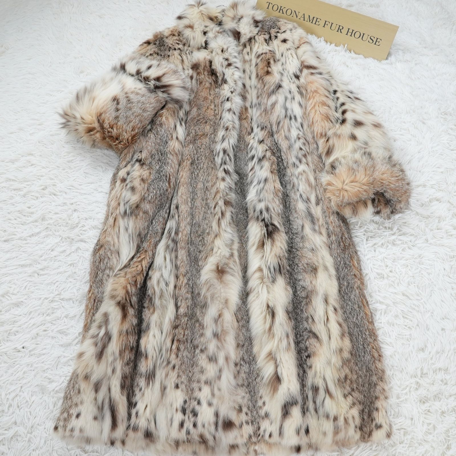 Lynx Fur Long Coat Roll Up Sleeve Calvin Klein - Genuine Vintage Fur From Japan