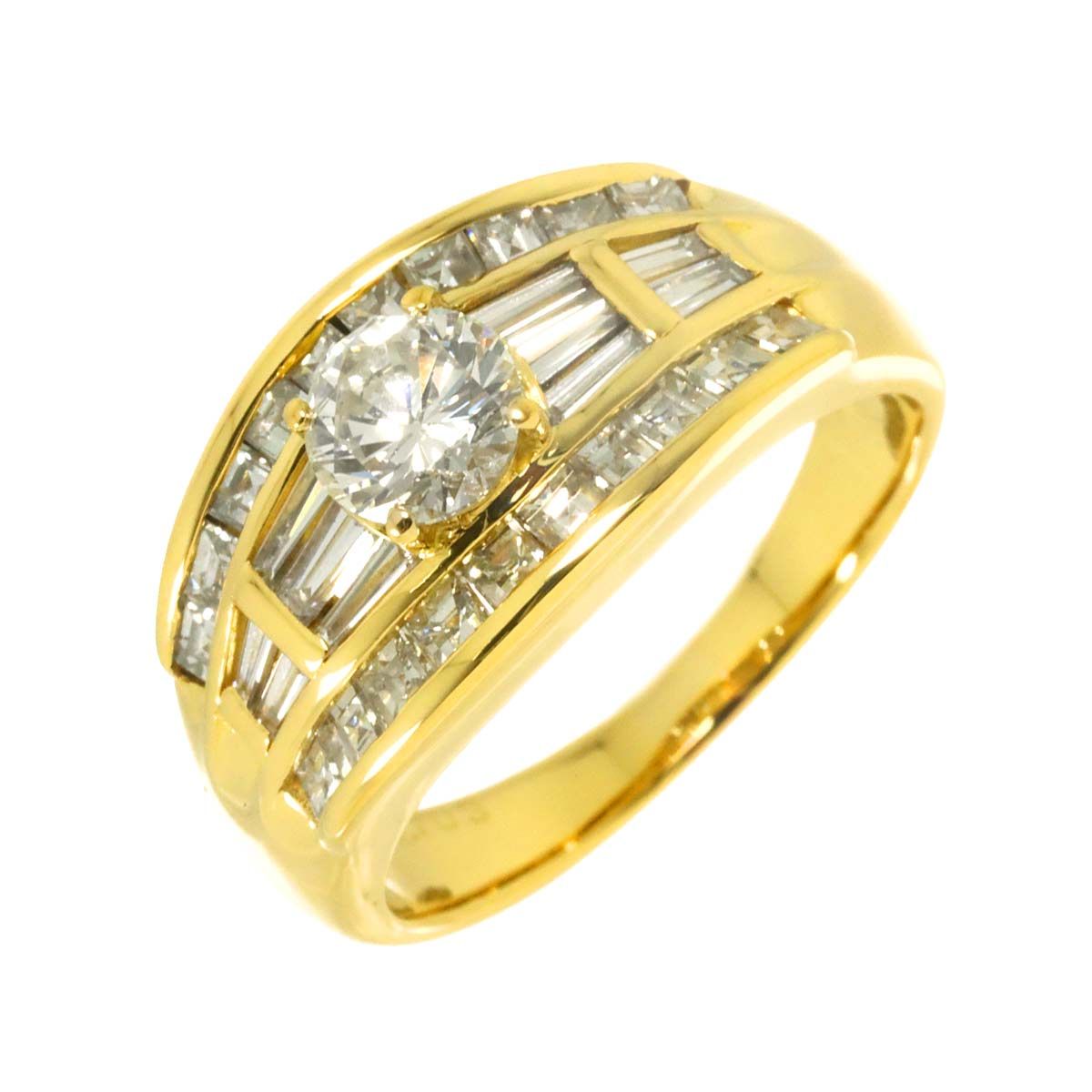 リング 13号 ダイヤ 0.703ct/1.03ct K18 YG イエローゴールド 750 指輪 Diamond Ring 90329741