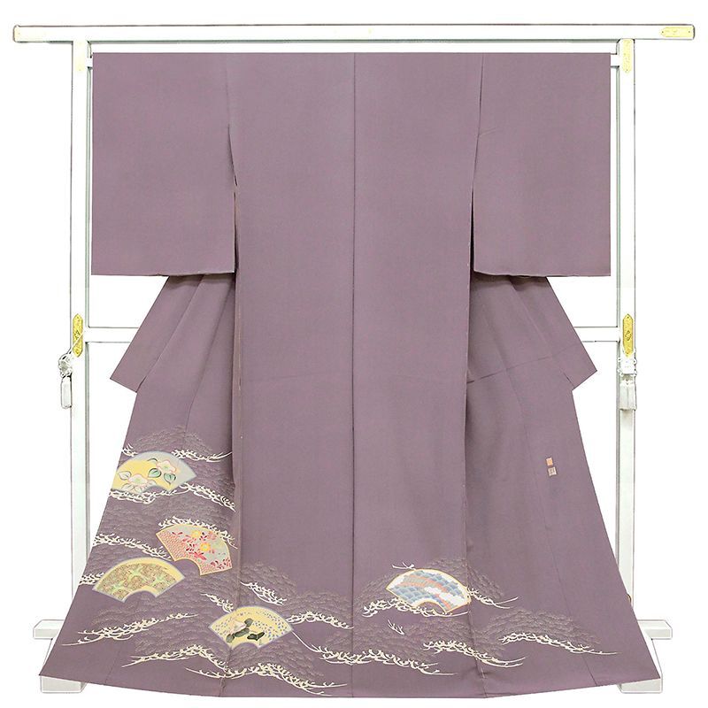 ※記念感謝祭【仕立無料】☆伝統的工芸品本加賀友禅手描技術者白坂幸蔵先生作☆祝い「四季扇面松尽くし」文特撰色留袖（10012864）