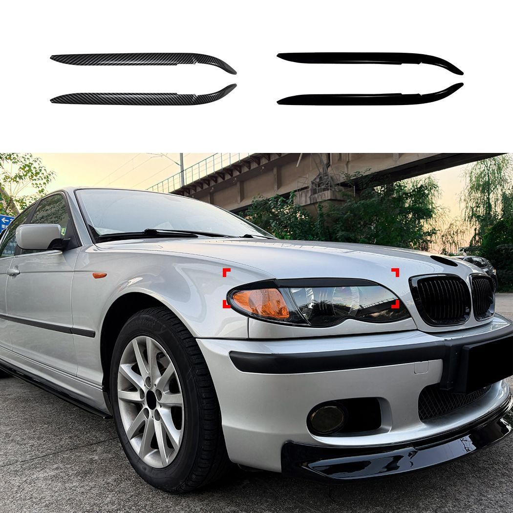 【送料無料】BMW 3シリーズ E46 1998-2004年対応 ヘッドライトガーニッシュ ABS製 ピアノブラック カーボン調 無加工取付 外装アクセントパーツ