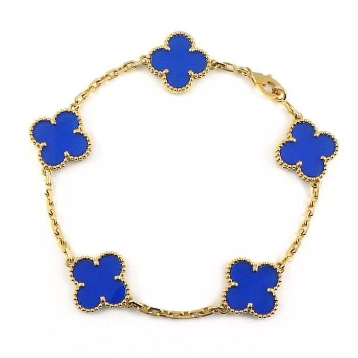 ヴァンクリーフ＆アーペル Van Cleef & Arpels ブレスレット ヴィンテージアルハンブラ 5モチーフ VCARP34900 ブルーアゲート K18YG 【箱・保付き】 【中古】