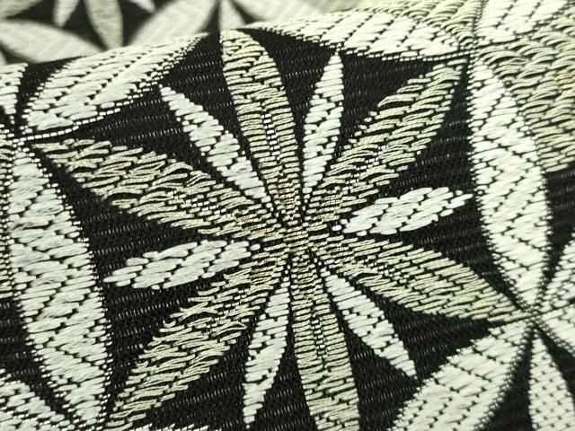 平和屋着物＊極上 夏物 六通柄袋帯 唐織 花 黒地 金銀糸 逸品