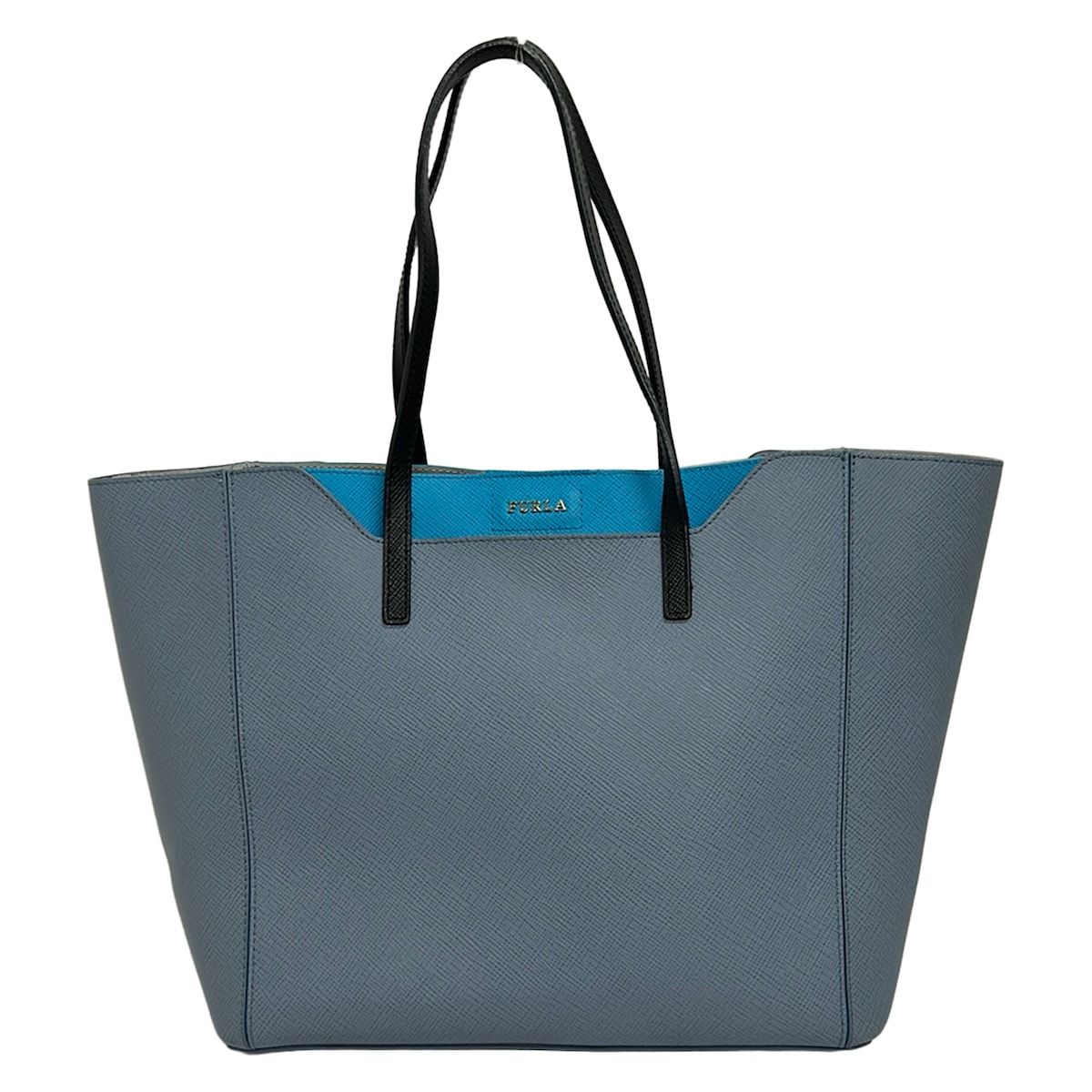 FURLA(フルラ) トートバッグ - ブルーグレー×ライトブルー×黒 レザー