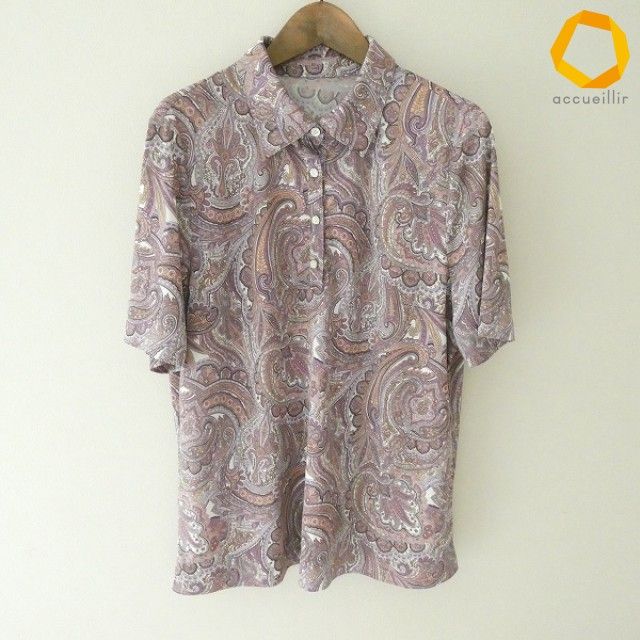 #s レリアン Leilian ポロシャツ 17+ 紫 マルチ ペイズリー柄 半袖 大きいサイズ レディース [1022717] k01 6,080円