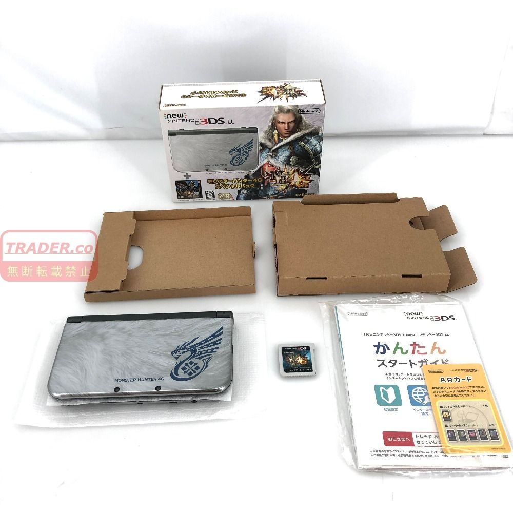 05w23129T 【new 3DSLL】new NINTENDO 3DSLL 本体 箱あり モンスターハンター4G スペシャルパック microSDカード32GB ＊動作確認/初期化済み＊【中古品】