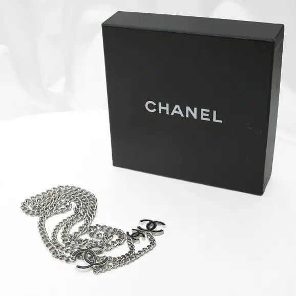 CHANEL(シャネル) ブラック CCロゴ スチール シルバー チェーン リンク PHANTASY レディース ベルト