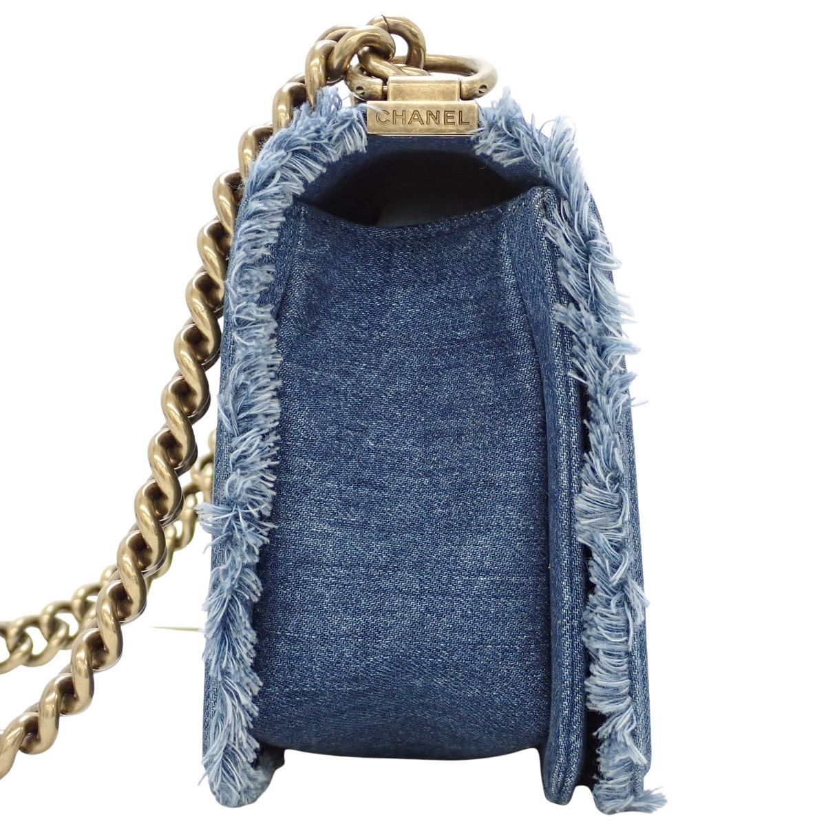 CHANEL(シャネル) ボーイシャネル パッチワーク デニム チェーンショルダーバッグ ショルダーバッグ 肩掛け 斜め掛け デニム ブルー青 ゴールド金具 レディース 40802204989【中古】【アラモード】