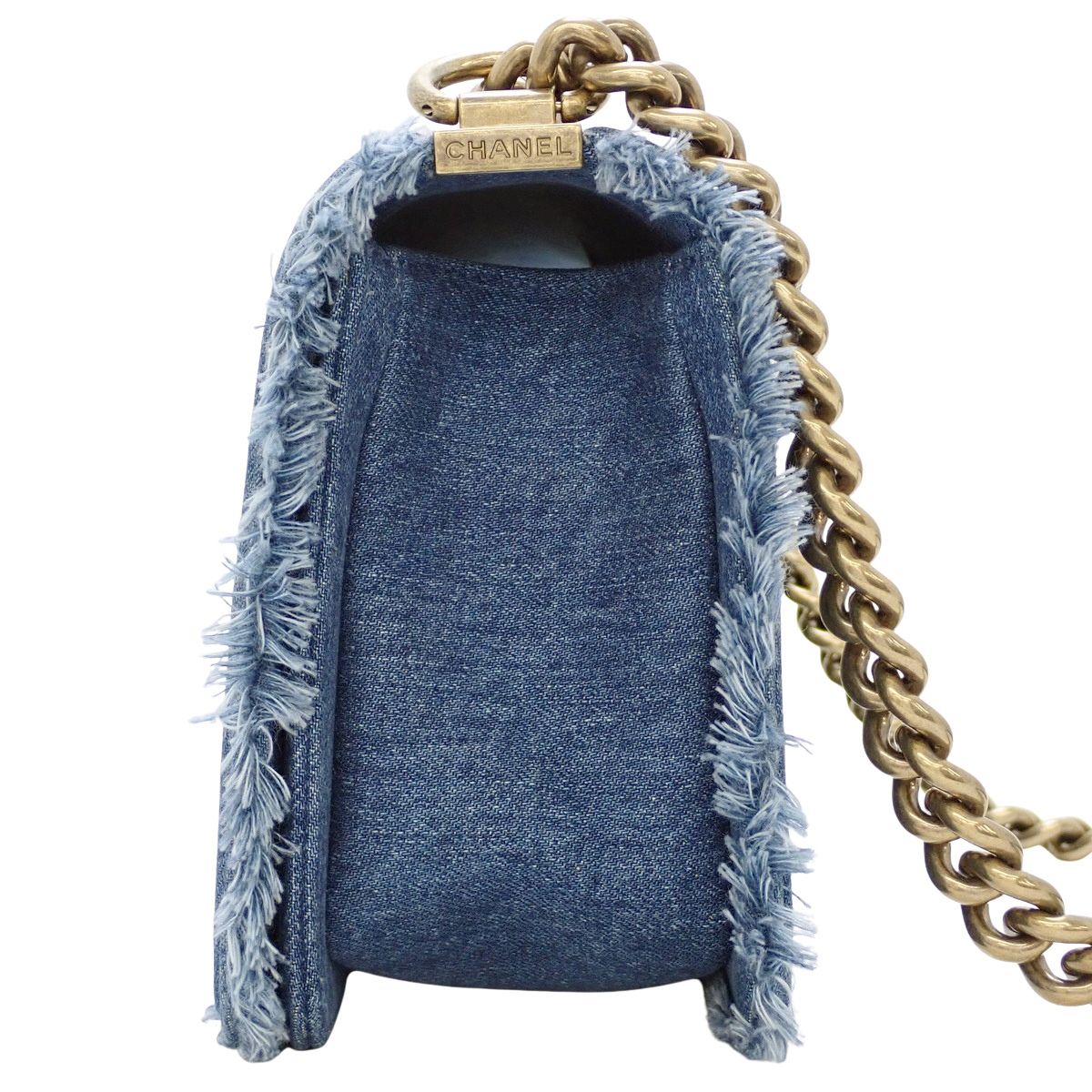 CHANEL(シャネル) ボーイシャネル パッチワーク デニム チェーンショルダーバッグ ショルダーバッグ 肩掛け 斜め掛け デニム ブルー青 ゴールド金具 レディース 40802204989【中古】【アラモード】