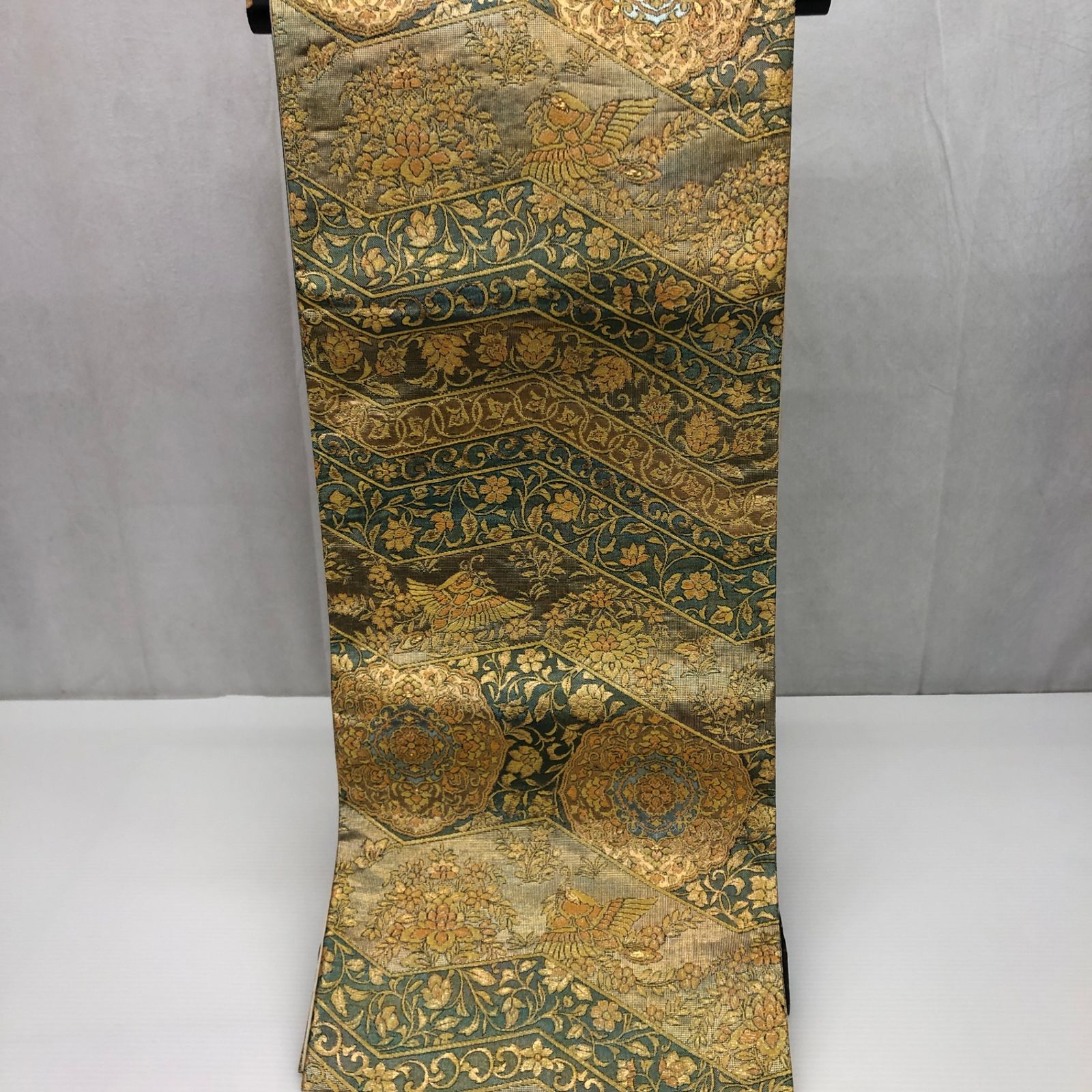 袋帯　正絹　六通柄　蜜陀彩絵　豪華　婦人　和服 袋帯　金糸　緑　正装　正倉院　玉虫色　和装　呉服_255 7,400円