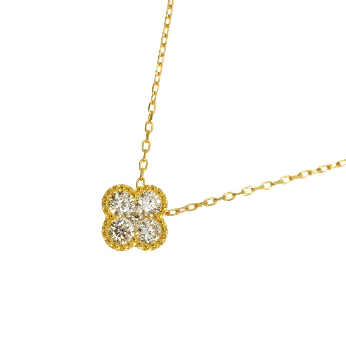ポンテヴェキオ Ponte Vecchio ダイヤ 0.15ct ネックレス 40cm K18 YG イエローゴールド 750 花 Diamond Necklace 90331579