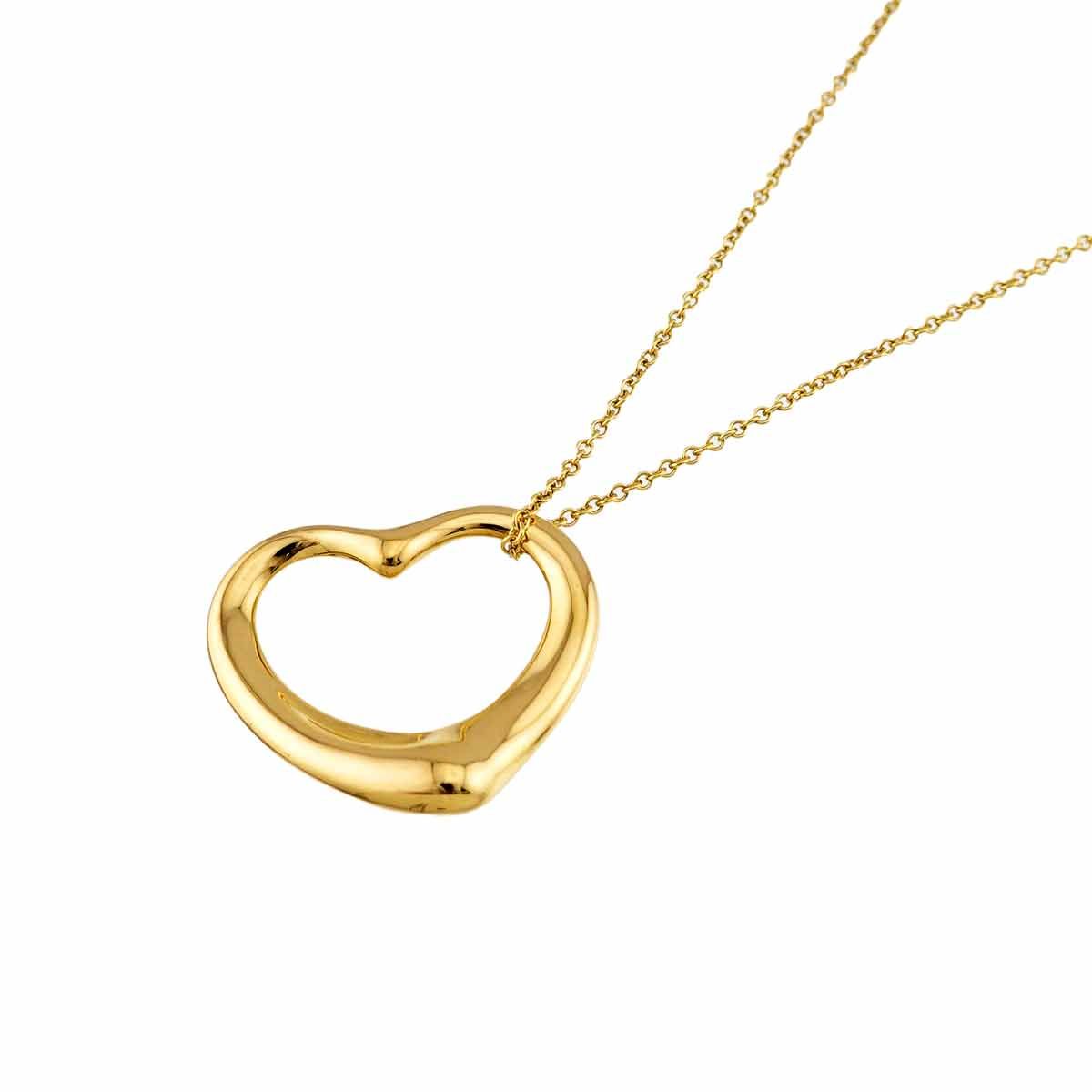 ティファニー TIFFANY&Co. オープンハート 幅22mm ネックレス 41cm K18 YG イエローゴールド 750 Open Heart Necklace 90331591 85,250円