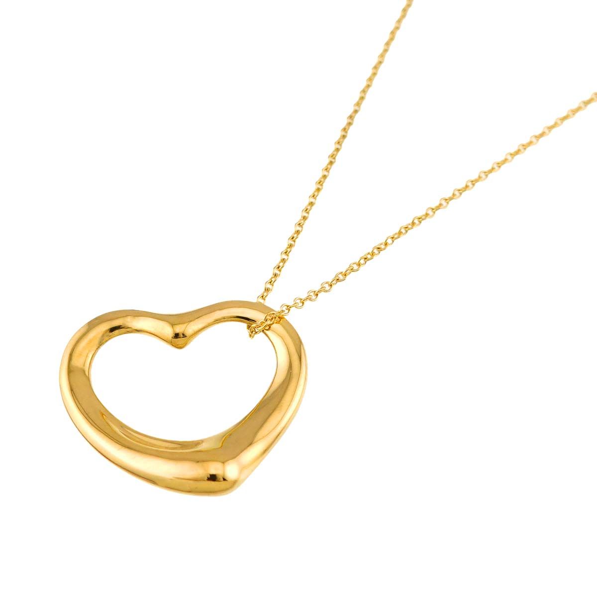 ティファニー TIFFANY&Co. オープンハート 幅22mm ネックレス 40cm K18 YG イエローゴールド 750 Open Heart Necklace 90332866
