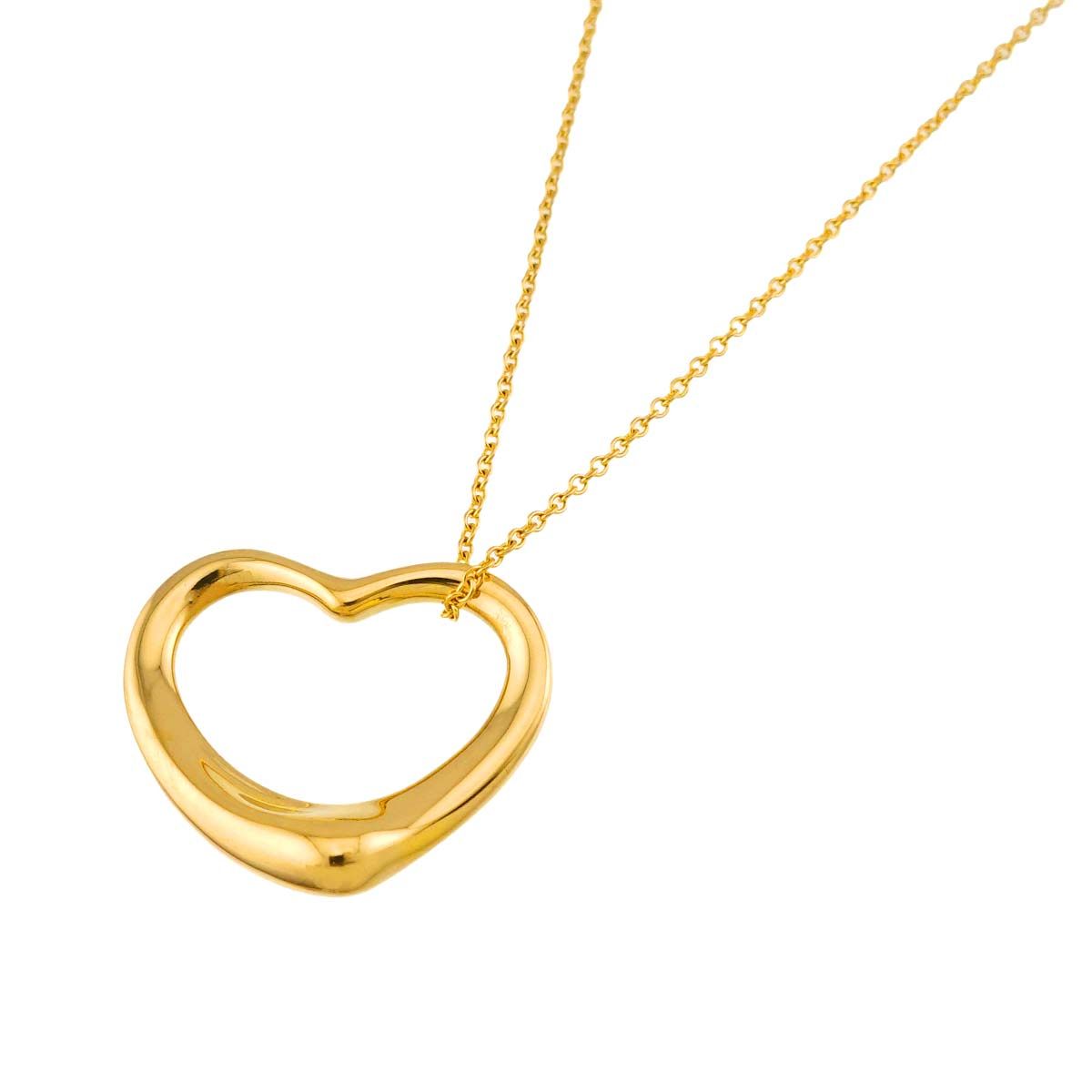 ティファニー TIFFANY&Co. オープンハート 幅22mm ネックレス 41cm K18 YG イエローゴールド 750 Open Heart Necklace 90332897