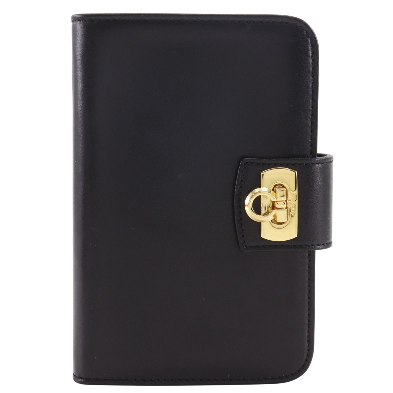 Salvatore Ferragamo Gancini Vintage Calf Black Ladies Notebook Cover