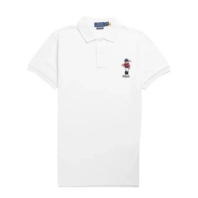 【新品未使用】Polo Ralph Lauren ラルフローレン メンズ コットン 鹿の子編み ポロベアー エンブロイドししゅう 半袖ポロシャツ カスタムスリムフィット 在庫一掃価格