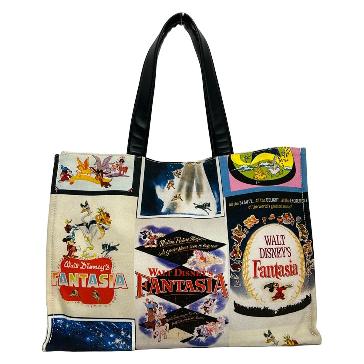 stellamccartney(ステラマッカートニー) トートバッグ - 700202 アイボリー×黒×マルチ ファンタジア/Disneyコラボ コットン