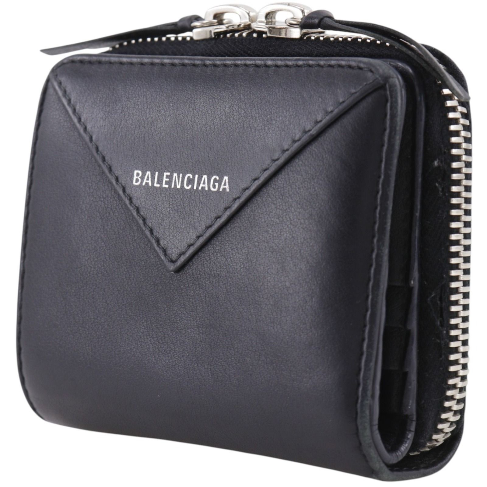 【美品】バレンシアガ ペーパー ビルフォード レザー コンパクト ウォレット 黒 BALENCIAGA】バレンシアガ ペーパービルフォードコンパクトウォレット