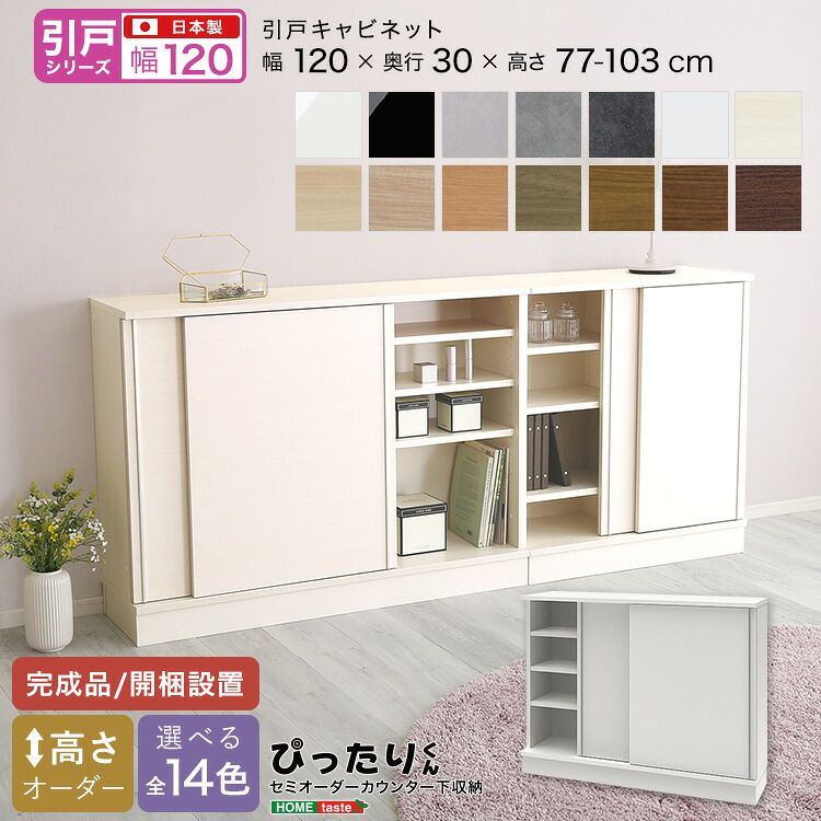 【引戸シリーズ】セミオーダーカウンター下収納ぴったりくん キャビネット 幅120cm×奥行30cm（カラー2） 47,820円