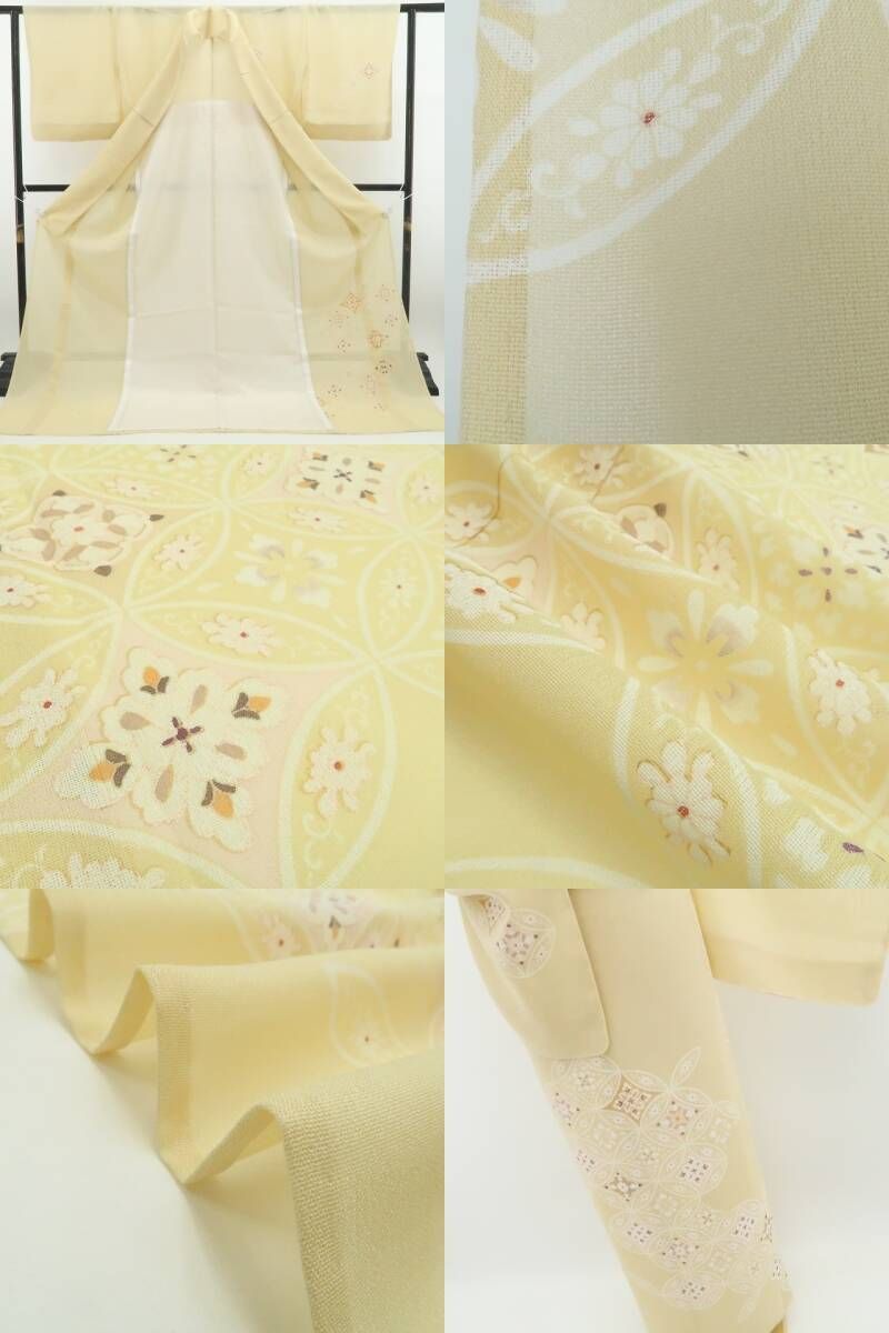 新品・夏訪問着】紗 お仕立て上がり品 金駒刺繍 夏着物 正絹 仕付け糸