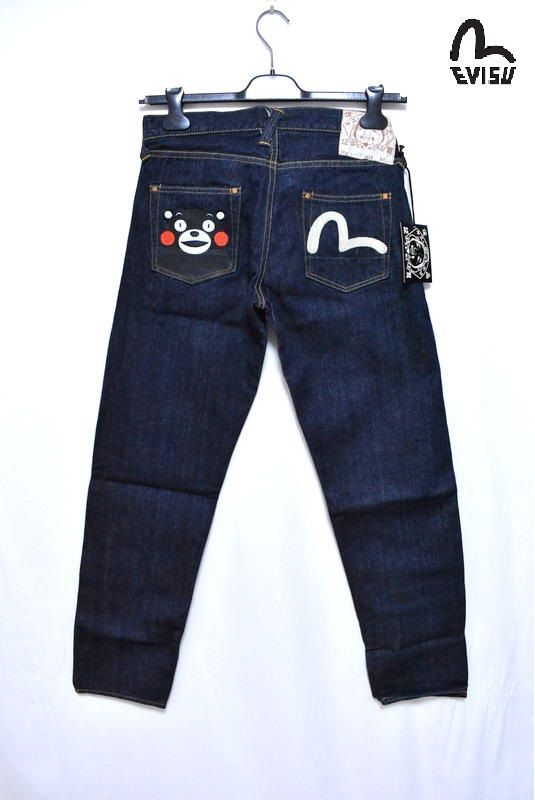 新品 EVISU × くまモン コラボ デニム Lot.1977 W27 エヴィス 日本製 赤耳 カモメ セルビッチ 刺繍 デッドストック