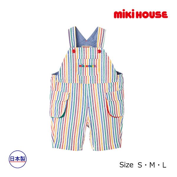 【正規店】【新品】●30％OFFセール●ミキハウス　mikihouse　６分丈　オーバーオール(S(70-80cm)・M(80-90cm)・L(90-100cm)）アウトレット セール 子ども服　 12,366円